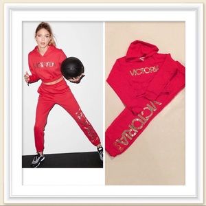 Victoria Sport Bling crop hoodie & high-waist pant